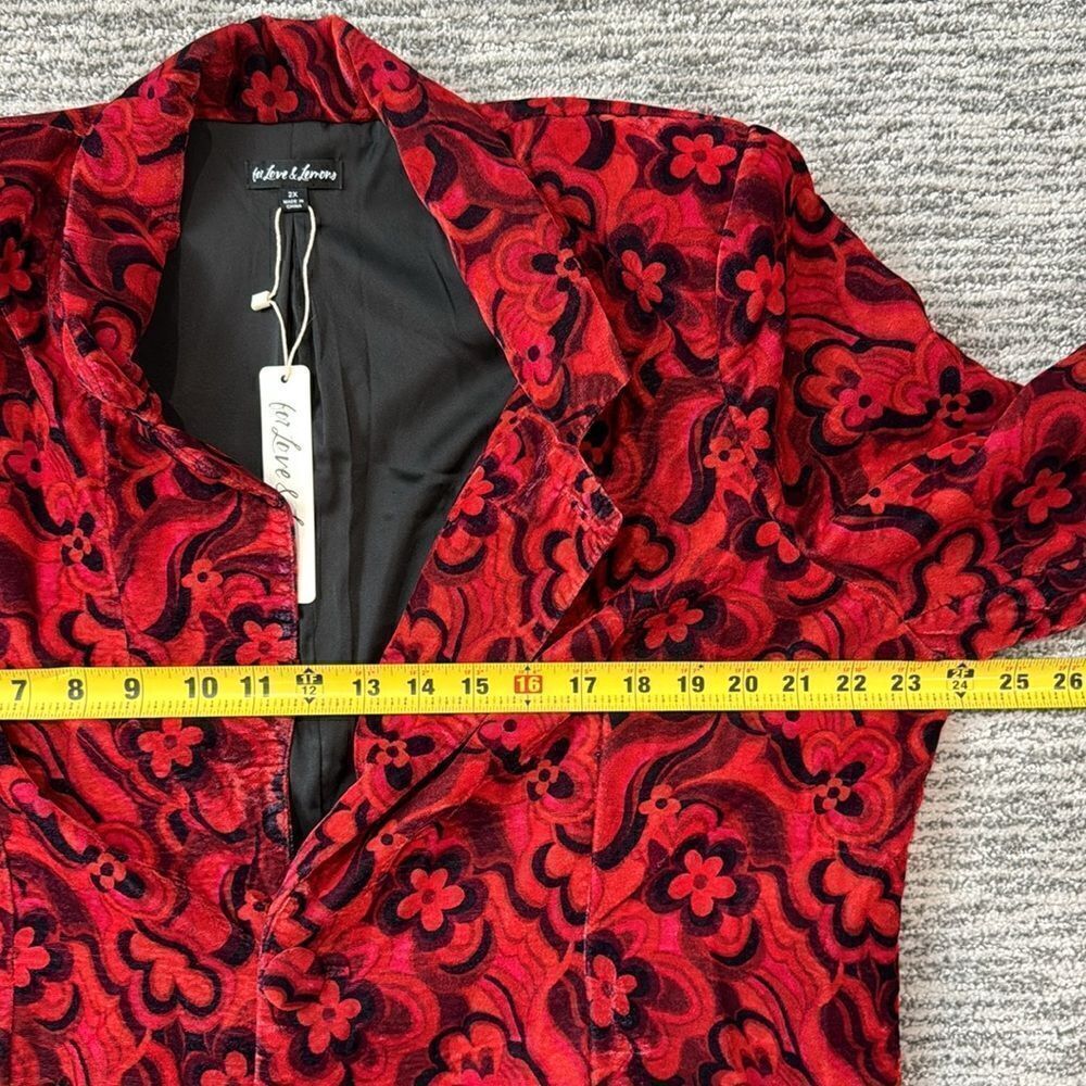 NWT Penny Blazer Red Velvet Floral Retro Size 2XL - Picture 9 of 16